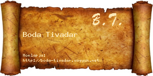 Boda Tivadar névjegykártya